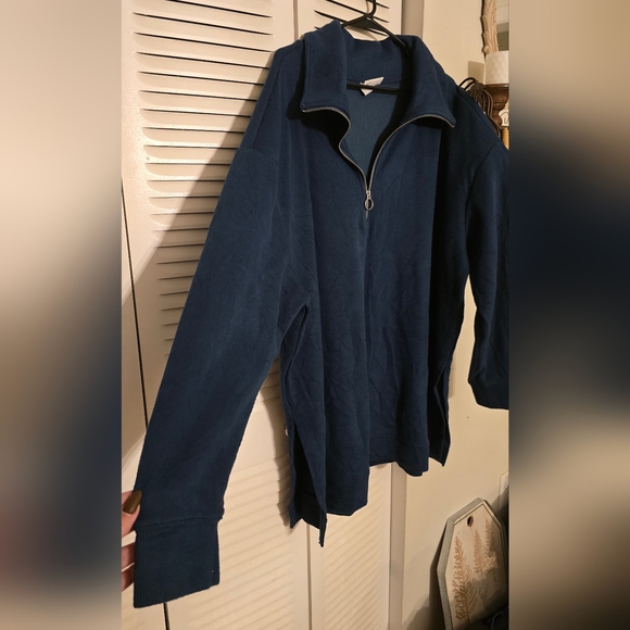 Ava & Viv Dark Blue Half-Zip Top - Picture 3 of 6